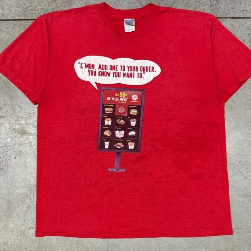 Vintage 90s Burger King 99 Cent Menu Promo T Shirt  Sz XL